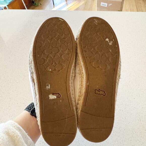 Coach Carley Signature Leather Espadrille Flats Chalk Cream Women's Size 7.5 - Picture 5 of 6